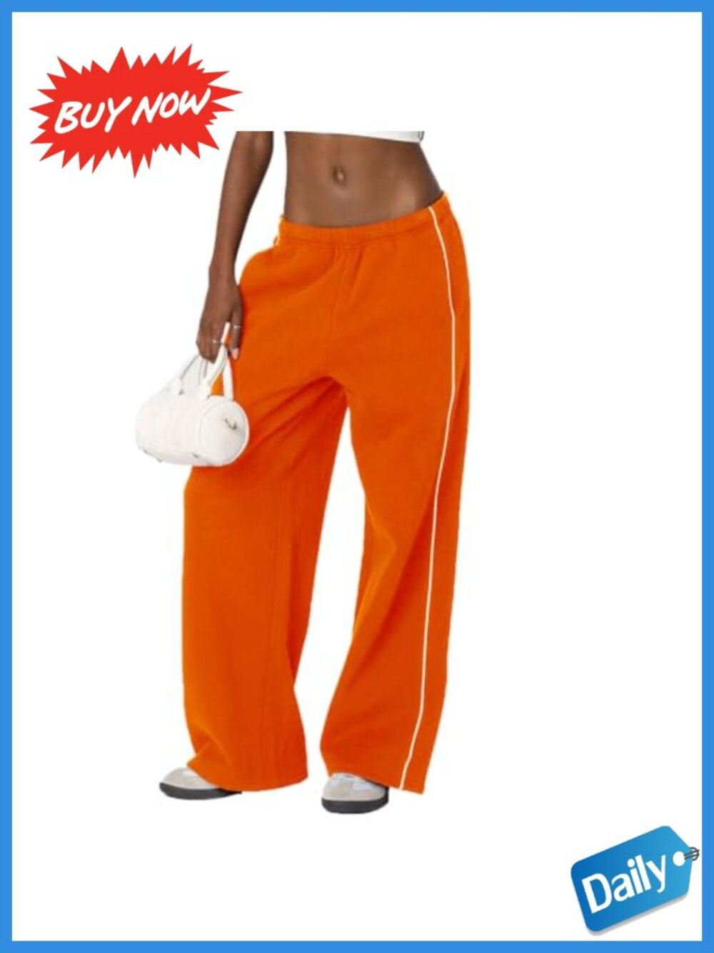 Womens Baggy Wide Leg Sweatpants Fleece Lined Elastic Waist Loose Trousers